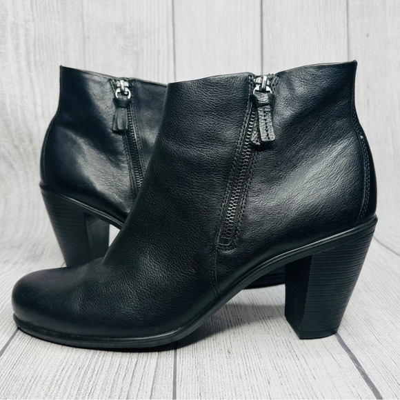 Ecco Shoes - ECCO Women's EU 41 US 10 Touch 75 Black Leather Ankle Bootie Comfort Zip